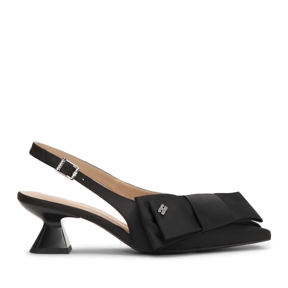 NEW! Ganni Black Bow Slingback Heels EU39